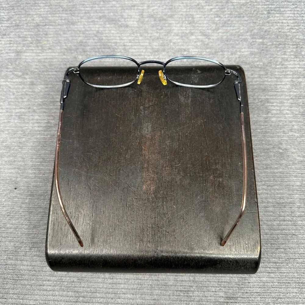 Guess Oval Y2K Eyeglasses Gunmetal Blue Metal Frame Bronze Temples Vintage Style